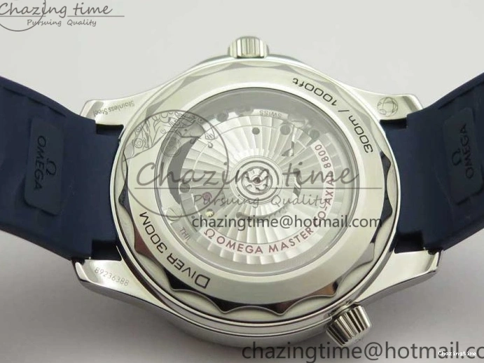 0321 Lightweight 2018 Seamaster Diver 300M VSF 1:1 Best Edition Blue Ceramic Blue Dial on Blue Rubber Strap A8800 V2 (Black Balance Wheel) 7961